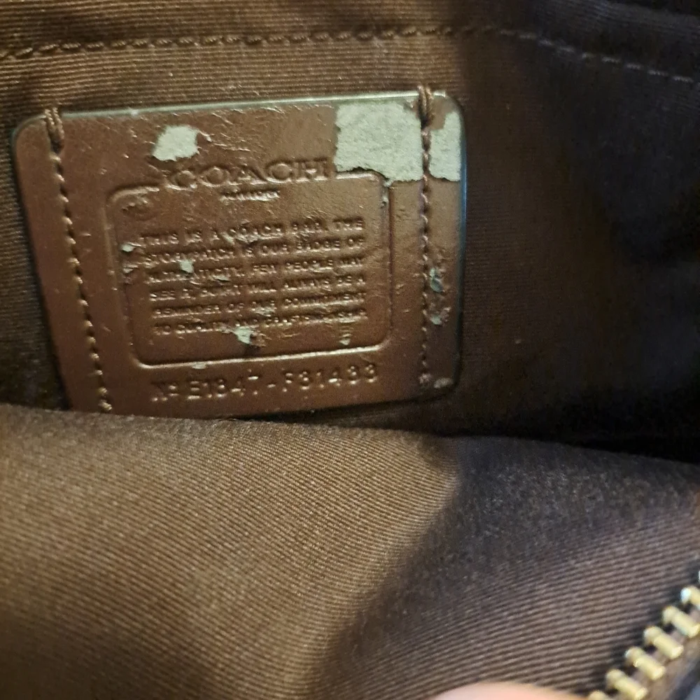 COACH Signature Shoulder Bag Floral Brown Small Defect On Label Inside See Pics - Picture 9 of 11